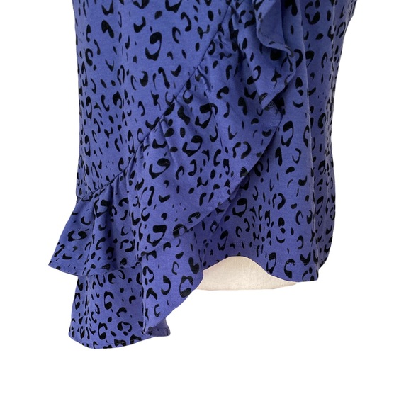 Tyler Boe Purple & Black Leopard Animal Print Asymmetrical Ruffle Tank Top - M - Picture 3 of 13